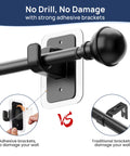 No Drill Curtain Rod For Windows 27 To 52 Inches Adjustable With Five Eighth Inch Diameter Renters Favorite Drapery Rod And Adhesive Brackets