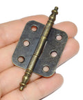 Top Shelf Vintage Folding Hinges With Screws Rock Solid Antique Bronze Zinc Alloy Hardware For Diy Projects, held in hand.