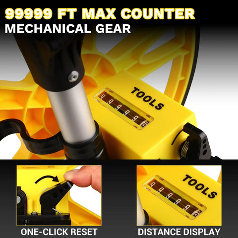 Knockout 12 Inch Manual Measuring Wheel Tracks Yard Distances In Feet Up To 99999 Ft With Quick One Key Reset Portable Folding Rolling Counter For Hardscaping And Outdoor Projects No Sweat
