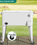 80 Quart Rolling Cooler Cart With Bottle Opener And Drainage On Wheels Portable Patio Beverage Cart For Pool Deck Outdoor Parties And Cookouts White Great For Summer