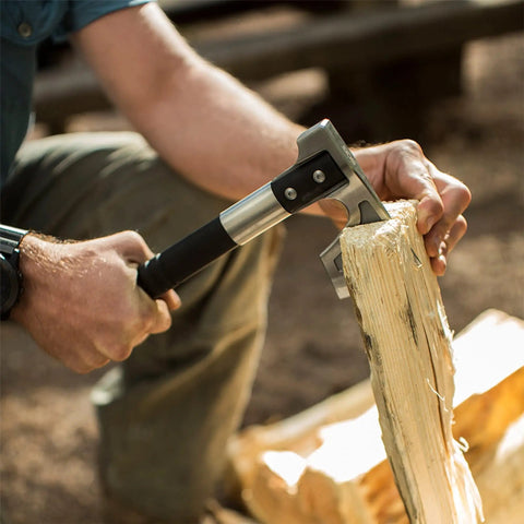Using Compact Camping Axe For Survival And Bushcraft With A 3.1 Inch Stainless Steel Blade Lightweight Hatchet Hammer Tool