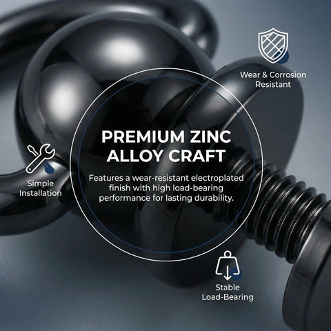 Hella Solid Black Zinc Ball Studs With Swivel D Rings For Leather Crafting Professional Hardware Bundle For Handbag Strap Conversion close-up of zinc alloy stud feature.