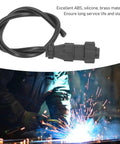 MIG Welding Trigger Connector 4 Pin Plug With Wire for Spool Gun Interface near welding sparks, featuring quick connect.