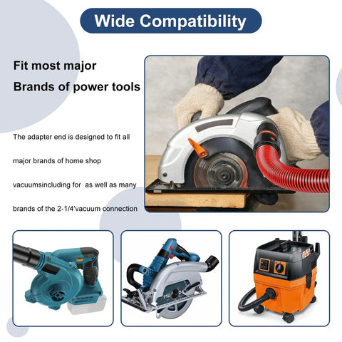 Image showing the seven piece universal vacuum hose adapter kit with multi size connectors for various power tools and shop vacuums.