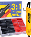 220Pcs Heat Shrink Tubing Kit With 3 To 1 Adhesive Lined Tubes And Dual Temperature Mini Heat Gun Waterproof Insulated Shrink Wrap