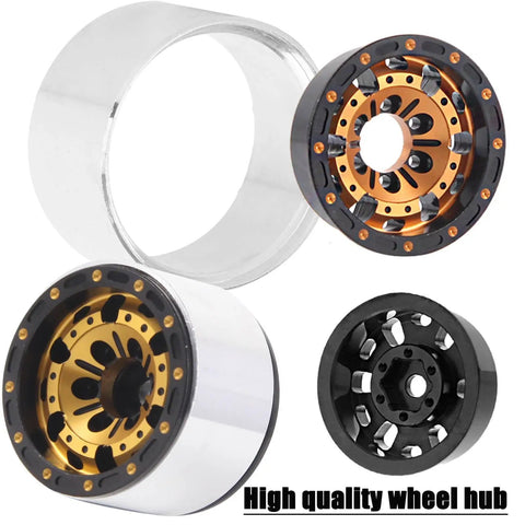 Beadlock Alloy RC Wheels For 1/18 And 1/24 RC Crawlers Gold 4 Pack Built Tough With CNC Machined 6061 T6 Aluminum Rims