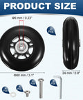 Luggage Wheel Replacement Kit 80mm By 24mm Rubber Swivel Casters Two Pack with tools overview