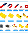 Large Science Lab Magnet Kit For Physics Electromagnet Experiments Classroom Education Gear And Teacher Supplies 53 Piece Set With Magnetic Levitation Equipment Horseshoe Magnets Bar Magnets Great For School Projects And Demos components displayed