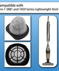 Replacement Filter Set For Bissell 3 In 1 Lightweight Stick Vacuum 38B1 38B1L 1059 Series filters and vacuum displayed.