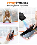 Privacy Screen Protector For iPhone 16 Pro Max, 2 Pack Anti Spy Tempered Glass with people using phones in public settings