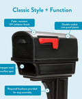 Top Shelf Heavy Duty Double Wall Plastic Mailbox And Post Kit With Dual Access Large Capacity Rust Proof Finish Smooth Operating Doors No Sweat Weather Resistance For Your Home with red flag and newspaper nook