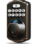 Front view of KS02A Fingerprint Keyless Entry Door Lock With Auto Lock And Electronic Keypad Deadbolt For Front Door Biometric