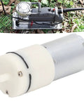 Boss Level 12V Micro Air Pump featuring Rock Solid Aluminum Body, diaphragm vacuum pump for quiet use with motor detail.