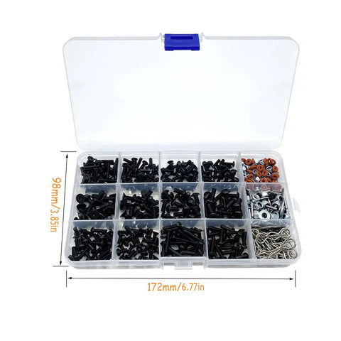 Rugged All In One RC Screw Kit with 15 Size Screws And Hardware Fasteners For Eighth To Sixteenth Scale Crawlers And Trucks in box