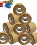 Keep Your Sticks Locked And Loaded With Premium Cotton Gauze Grip Tape Pro Pack, brown cotton grip tape rolls stacked.