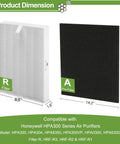 Six Pack HPA300 Compatible HEPA Filters and Pre Filters dimensions for Honeywell Air Purifiers HPA300 and HPA304