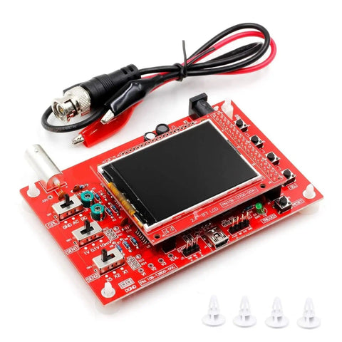 DIY Digital Oscilloscope Module Kit With 2.4 Inch TFT Display For 0 To 200 KHz Range Hands On Education PCB Board For DSO138 Projects And Electronics Training Today, showing red PCB and components.