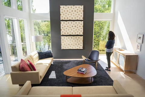 Living room with wall art; ideal for Claw Drywall Picture Hanger Set, Holds 45 Lbs Per Hook, Includes 3 Hooks And 3 Spot Markers, No Studs Needed.