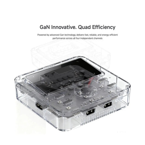 Transparent Quad Channel 40W RC Battery Charger and Discharger With XT60 Output for FPV Drones and RC Vehicles