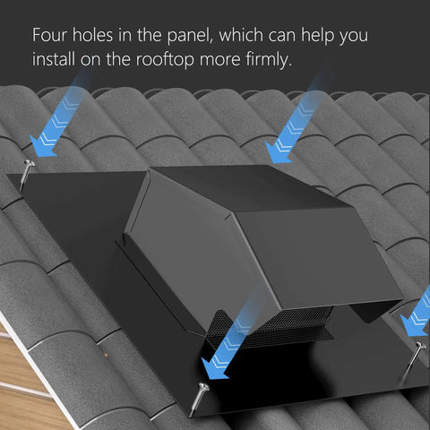 4 Inch Roof Vent Cap With Backdraft Damper For Bathroom Ventilation System Galvanized Steel Exhaust Vent In Black installed on roof