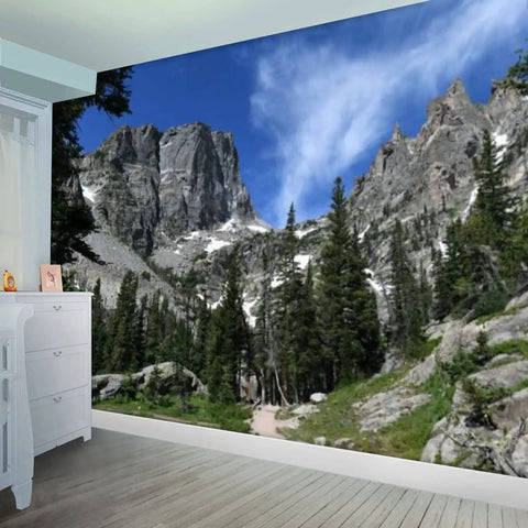 Rocky Mountains Hiking Wallpaper Peel And Stick Self Adhesive Removable Wall Mural for Living Room 100x144 Inch Waterproof PVC