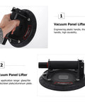 Heavy Duty Glass Suction Cup With Handle For Lifting Sheets, Windshields And Appliances Features Ergonomic Nylon Rubber Vacuum Panel Lifter, showing grip and design.