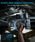 Using Three Eighths Inch Cordless Impact Wrench with 450 Nm Torque Brushless Motor under vehicle.