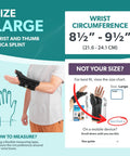 Wrist And Thumb Spica Splint For De Quervain Tenosynovitis Long Forearm Cast Stabilizer For Tendonitis And Sprains Size Chart Guide