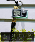 Heavy Duty Metal Garden Hose Timer With Full Flow 100 Percent Metal Pipe for Durable Outdoor Watering against white wall
