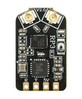 Close-up of RP3 V2 ExpressLRS 2.4GHz Nano Receiver With 250mW ISM Antenna for model aircraft, showing circuit details.