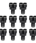 3 Way Y Push To Connect Pneumatic Fittings Black Plastic 8mm Tube To Tube Quick Lock Connectors For Air Lines Easy Snap Fit