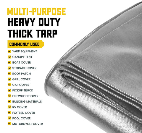 Beefy Heavy Duty 20 Mil Tarp Cover Waterproof UV Resistant Rip And Tear Proof Poly Tarpaulin with reinforced edges folded