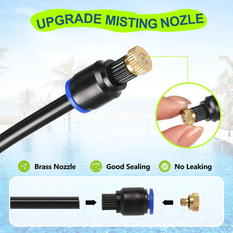 Brass nozzle of Outdoor Standing Misting System For Patio And Backyard Keeps It Cool