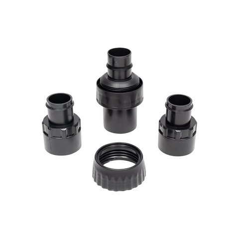 Essential accessories for 12 Foot Vacuum Hose With 1.5 Inch Connector, black connectors and rings for wet dry vacuums.