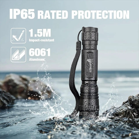 1000 Lumen Tactical Flashlight with Duty Belt Holster, durable, IP65 rated, impact resistant, made from 6061 aluminum