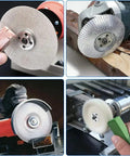 Drill To Angle Grinder Adapter Kit with 6mm and 10mm arbors in action, grinding and polishing various materials.