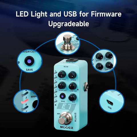 Pocket Sized Guitar Synth Pedal With Seven Polyphonic Tones, Individual Arpeggiator, Seven Preset Slots, and controls