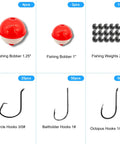 All In One 147Piece Fishing Tackle Kit With Circle Hooks Octopus And Baitholder Hooks Bobbers And Sinkers For Bass Trout Catfish Panfish