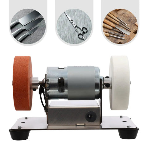 Heavy Duty Mini Electric Bench Sander And Dual Wheel Bench Grinder 96W Stainless Steel Sanding Machine with dual wheels for sharpening tools.
