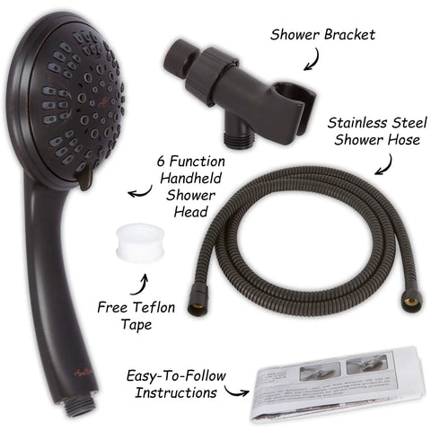 6 Function High Pressure Handheld Shower Kit With Hose And Mount Easy Install Boost Low Water Pressure For Baths In Oil Rubbed Bronze Finish