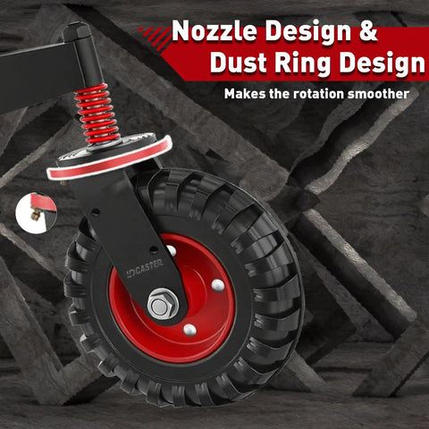 5 Inch Gate Wheels For Wooden Gates, 450 Lb Capacity, Heavy Duty Spring Loaded Fence Wheel With 360 Degree Swivel, close-up
