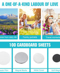 Image showing photo magnet crafting scenes, cardboard sheets, plastic film, magnet backs, and covers for Photo Magnet And Badge Maker Kit.