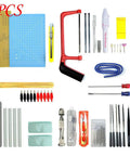 56 Piece Model Tools Kit For Gundam And Car Models; complete hobby set with saw, pliers, files, and cutting mat displayed.