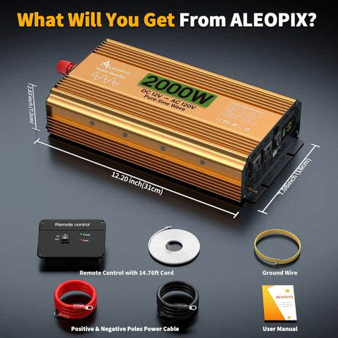 Power Up Anywhere With A 2000 Watt Pure Sine Wave Inverter That Turns 12V DC Into 110V 120V AC For Truck RV Home Solar And Off Grid Use