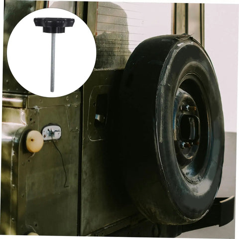 Spare Tire Hold Down Bolt And Mounting Hardware Kit for secure car tire mounting on vehicle, showing black fastener detail.