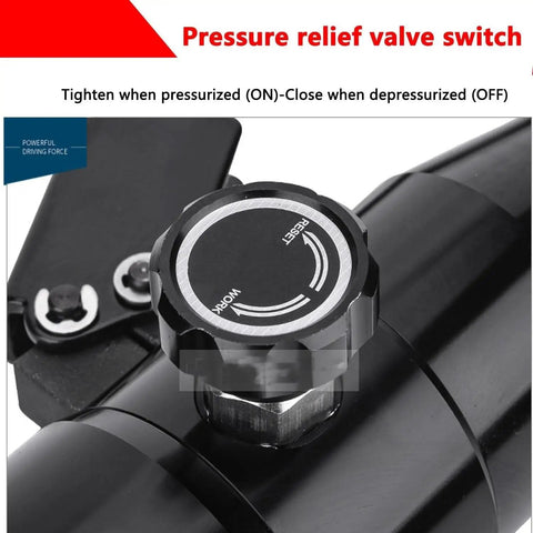 Close-up of pressure relief valve switch on Metal Sheet Puncher Hydraulic Knockout Hole Punch Driver Kit