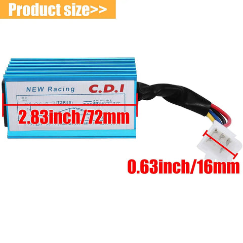 Racing 5 Pin AC CDI Box For GY6 Engines 50cc To 150cc Fits Scooters ATVs Go Karts Mopeds Quad Dirt Bikes Pit Bikes Chopper XR50 CRF50 139QMB 152QMI 157QMJ Performance Ignition Module with dimensions 2.83 inches by 0.63 inches