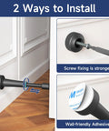 Adjustable Door Stoppers With Heavy Duty Aluminum Body And Thick Frosted Silicone showing two installation methods, screw and adhesive options.