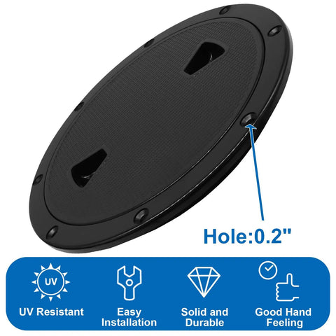 Round Boat Hatch Deck Plate 4 6 8 Inch Non Slip Watertight Inspection Cover Detachable ABS Plastic Marine Yacht RV Gear in black