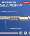 3/8 Inch Stainless Steel Flex Hose Npt Male Jumper 40 Inch Long For Air Compressors showing dual-layer design with corrugated inner tube and stainless steel braid.